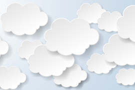 Abstract speech bubbles in the shape of clouds used in a social