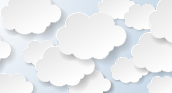 Abstract speech bubbles in the shape of clouds used in a social